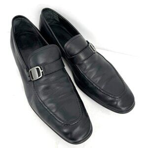 Salvatore Ferragamo RAIN LUX Black Leather Loafers Logo Shoes Men's Sz 10B